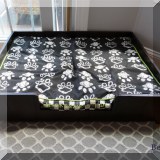 Z04. MacKenzie-Childs dog bed pad 28” x 36” and Pottery Barn dog bed wooden frame. - $30